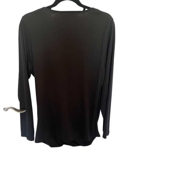 Rachel Roy Plus Size Black Faux Wrap Long Sleeve Stretch Knit Top Size 0X - Picture 3 of 3